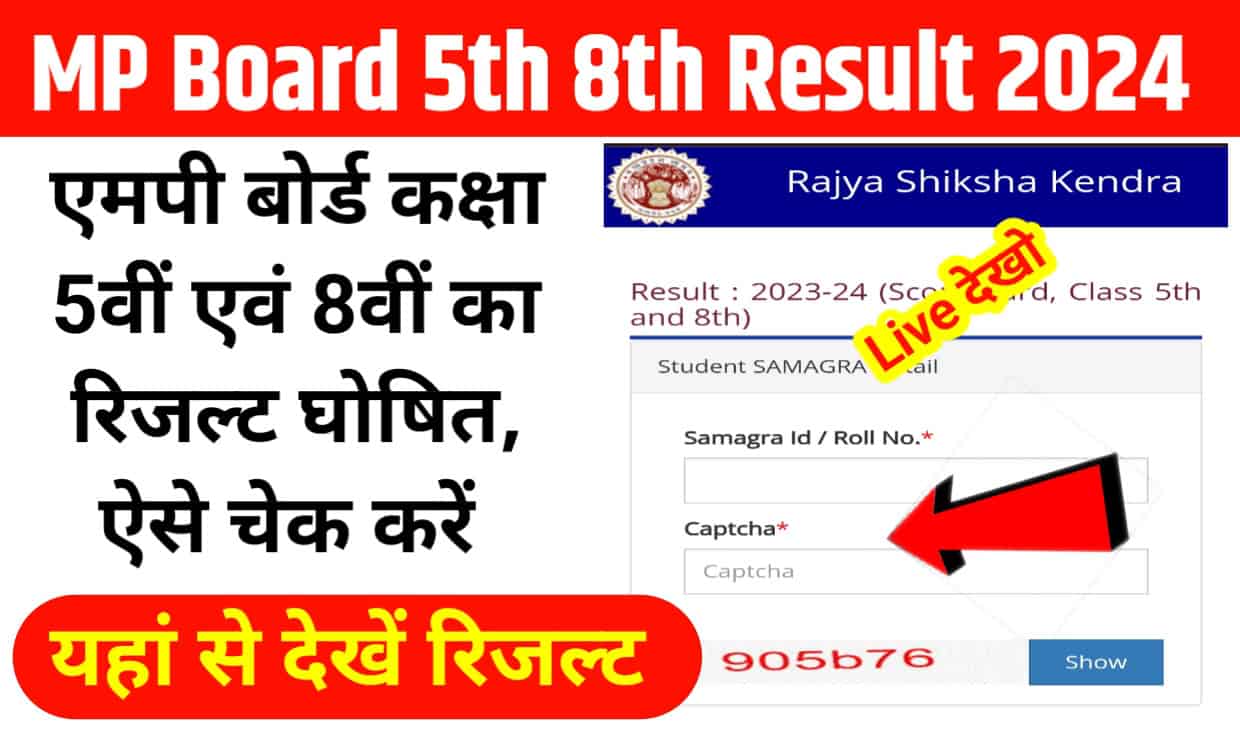 MP Board 5th 8th Result 2024 : एमपी बोर्ड कक्षा 5वीं और 8वीं रिजल्ट 2024 जारी, देखें रिजल्ट